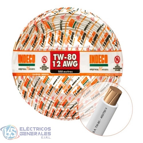 CONDUCTOR ELECTRICO TW N°12 AWG 750V INDECO