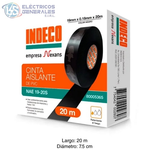 CINTA AISLANTE COLOR NEGRO 18MM INDECO