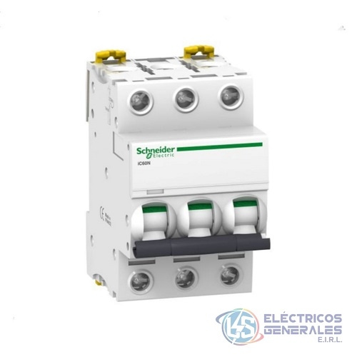 INTERRUPTOR TEMOMAGNETICO T/RIEL 3P-16-20-25-32-40-50-63A 230/440VAC 20/6KA IC60N SCHNEIDER ELECTRIC