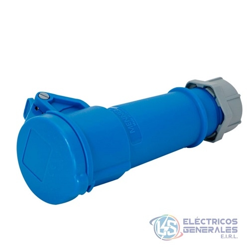 TOMACORRIENTE AEREO 16A 2P+T 250V AZUL6H IP44 MENNEKES