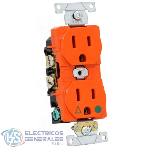TOMACORRIENTE DOBLE EMP. G/HOSPITALARIO T/ AISALDA 2X15A 125V NARANJA LEVINTON