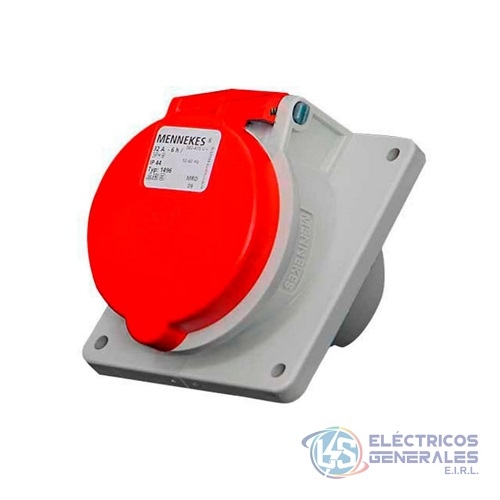 TOMACORRIENTE EMPOTRABLE 32A 3P+T 415V ROJO 6H IP44 MENNEKES