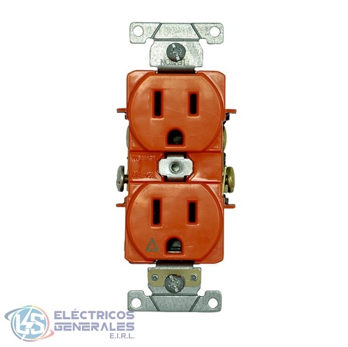 TOMACORRIENTE DOBLE EMP. T/ AISALDA 2X15A 125V NARANJA LEVINTON