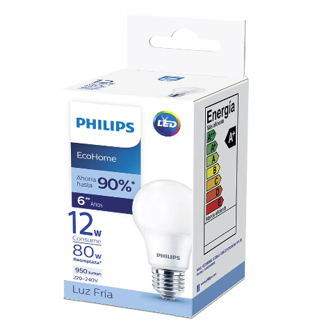 LAMPARA LED BULB CLASICA 12W 6500K LUZ BLANCA PHILIPS